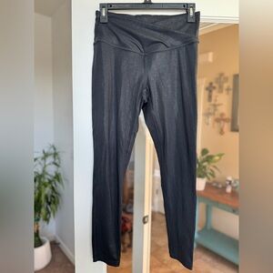 Z by Zella Black Metallic Crossover Waist Waist Women's Leggings